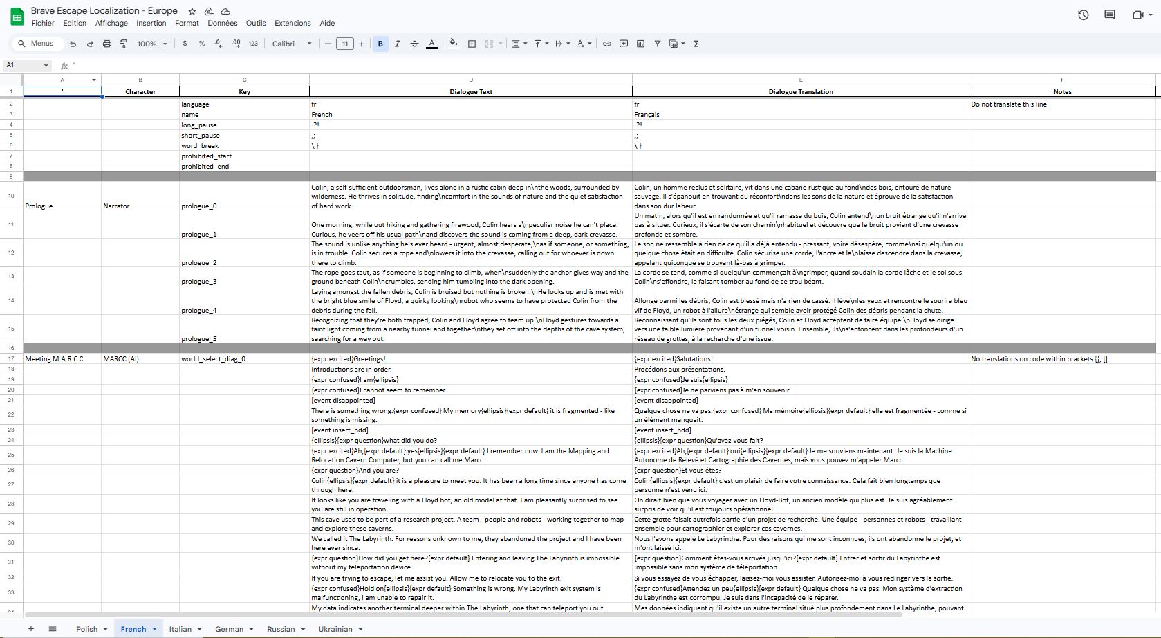 Localisation GSheet1
