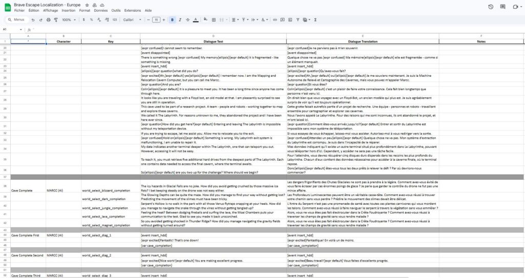 Localisation GSheet2