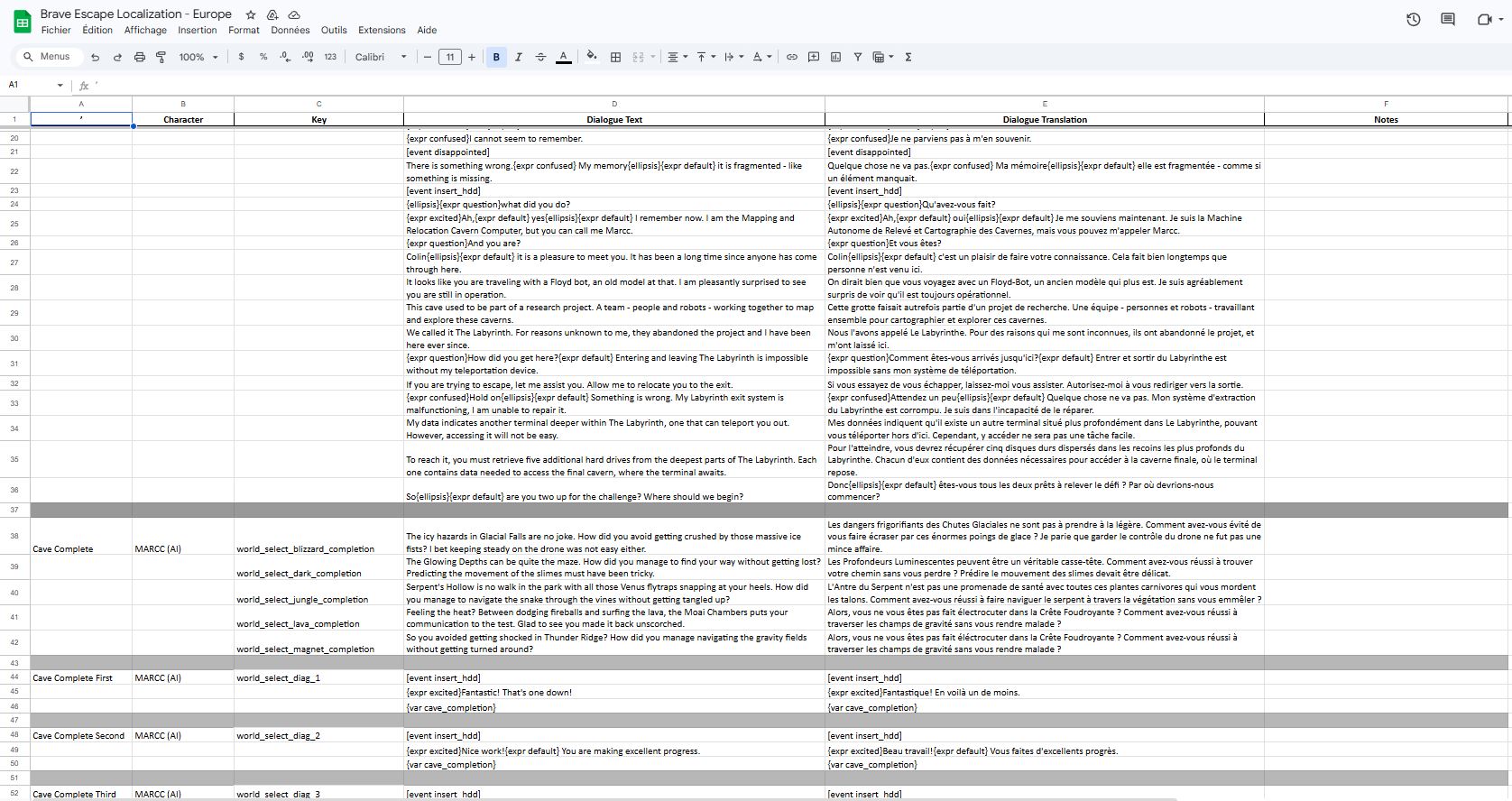 Localisation GSheet2